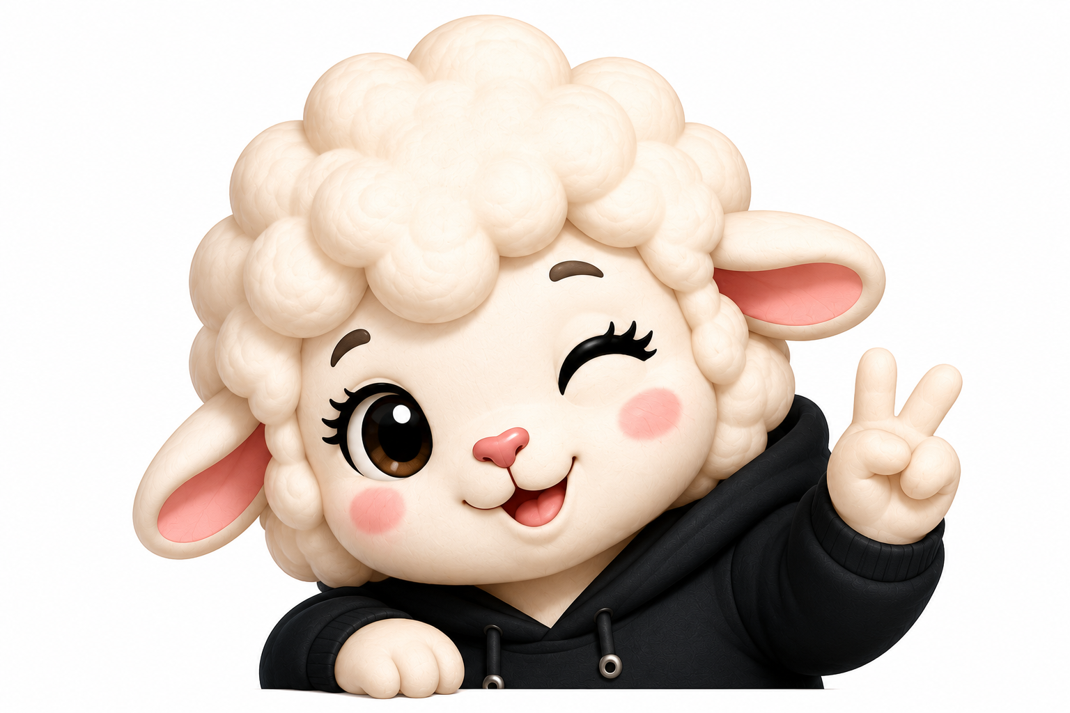 Ewe mascot giving a wink